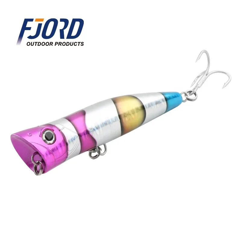 FJORD Popper Lure 57g 140mm Floating TopWater Sea Fishing Lure with ABS & Metal for Salmon Lake & River Use