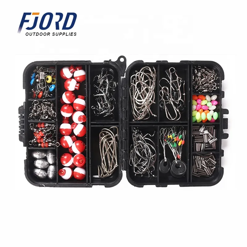 FJORD 255pcs Fishing Tackle Kit Accessories Box with Swivels,hooks, Beans,ball Drift,copper Tube,sinker