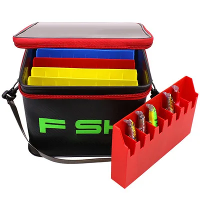 FJORD 6 Compartments Fishing Tackle Box Soft Lure Storage Bag Portable Gear Organizer for Freshwater Saltwater Angling