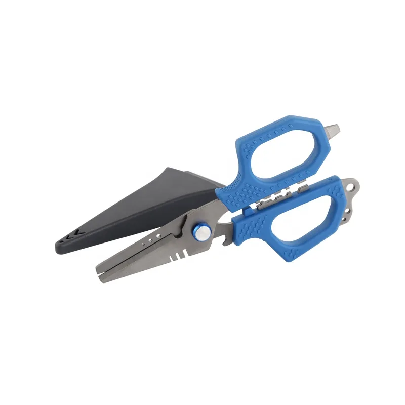 FJORD Light Weight Fastenning Hook Multi Use Fishing Pliers Scissors With Serrated Blade Fishing Line Scissor With Sheath