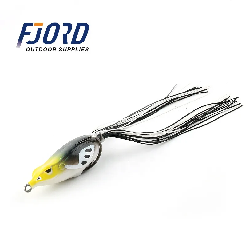 FJORD Black Color Customized Handmade Frog Fishing Lure with Silicone Skirt