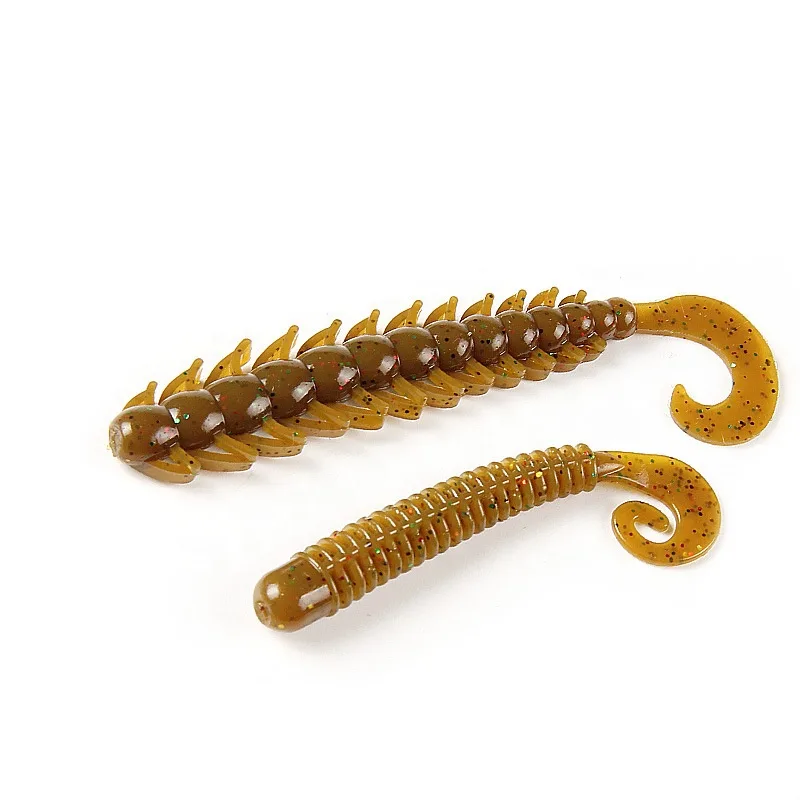FJORD Manufacturer Threaded Worm Bait Soft Roll Tail Bass Fishing Bait Worm Lures