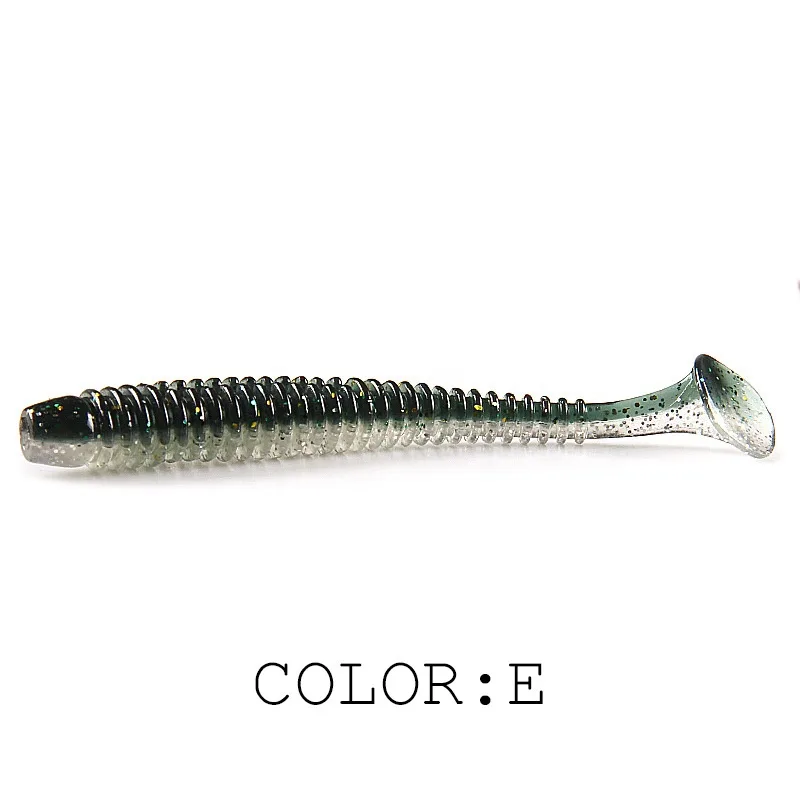 FJORD Professional 80mm Threaded Soft Worm Baits Double-Color Double-Tail Fishing Lure Tilapia Bass Stream Ocean Boat Fishing