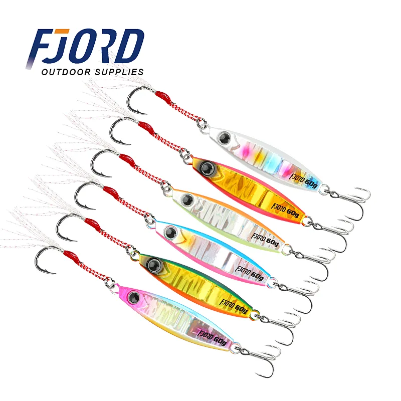 FJORD Factory Metal Jig Lures 40g/60g/80g Hard Baits Slow Lures for Trout Species Ocean Boat Fishing and Stream