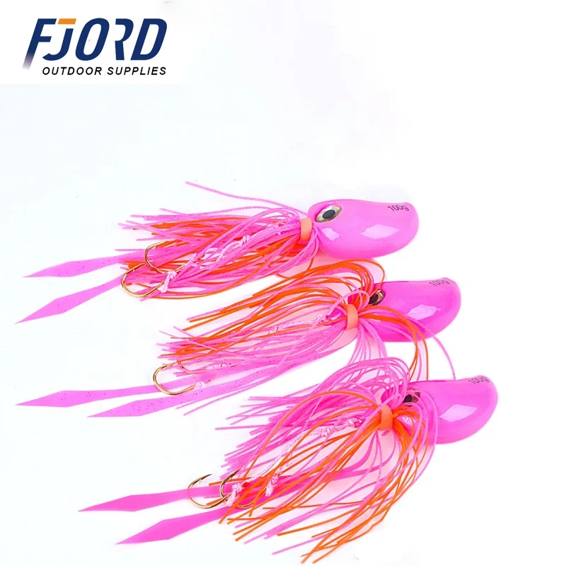 FJORD China Factory 100g Lead Head Skirted Jig Baits Metal Sea Fishing Lures  for Saltwater Jigging Head