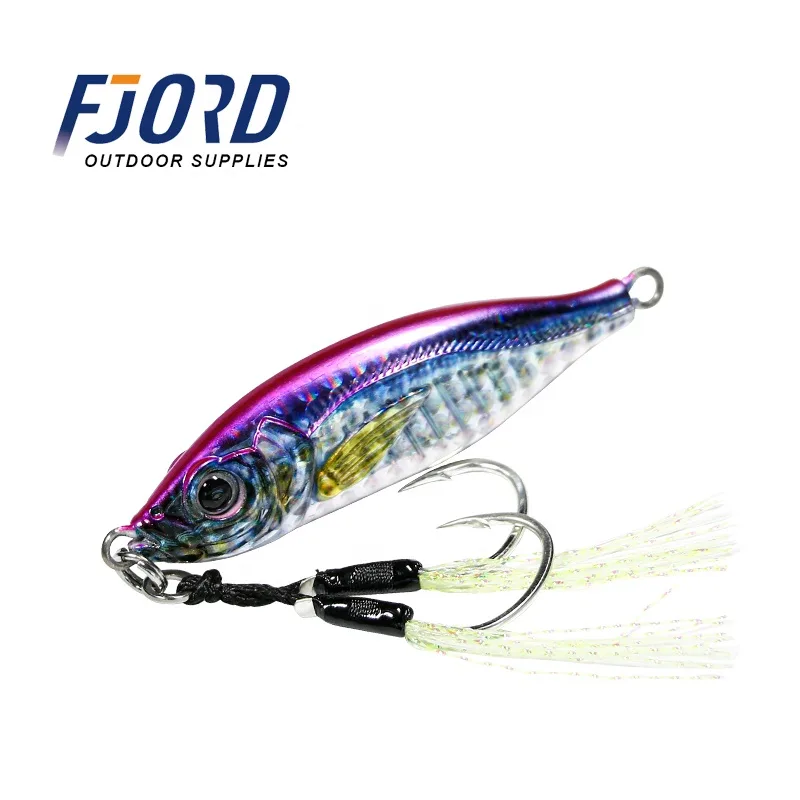 FJORD 3D Print Colors Belly Glow Saltwater Lures 40g 60g 3d Printed Metal Lure Jig with Double Hooks