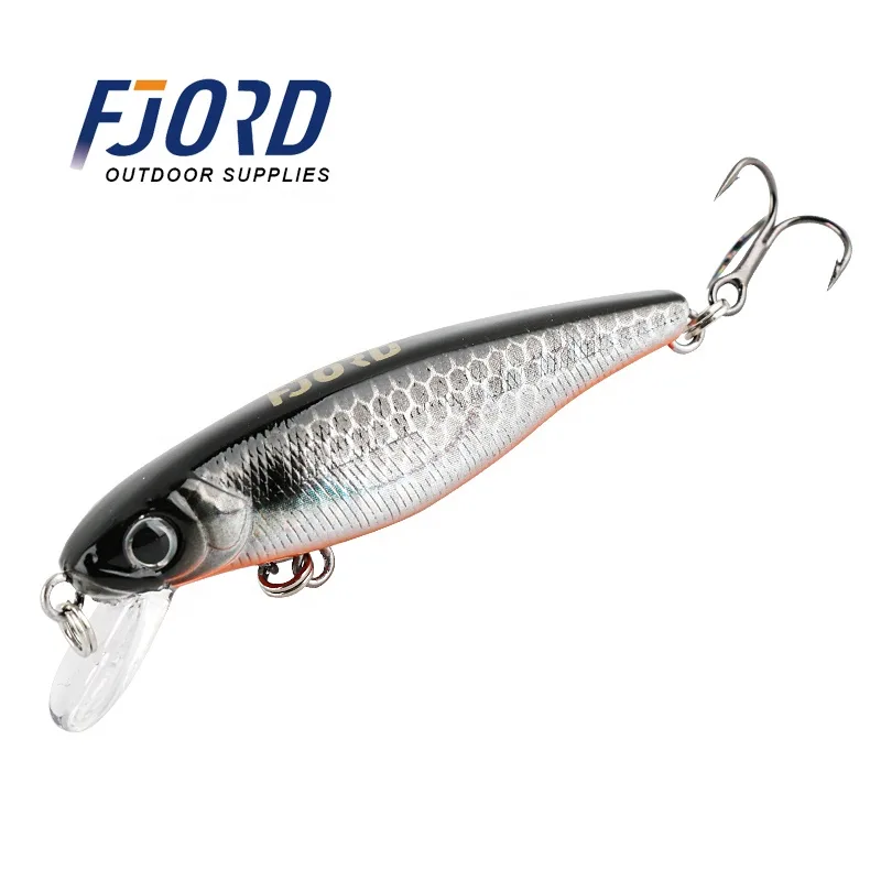 FJORD Hard Bass Fishing Lure 10g 77mm Minnow ABS & Stainless Steel Artificial Suspending Bait for Lake River Stream & Saltwater