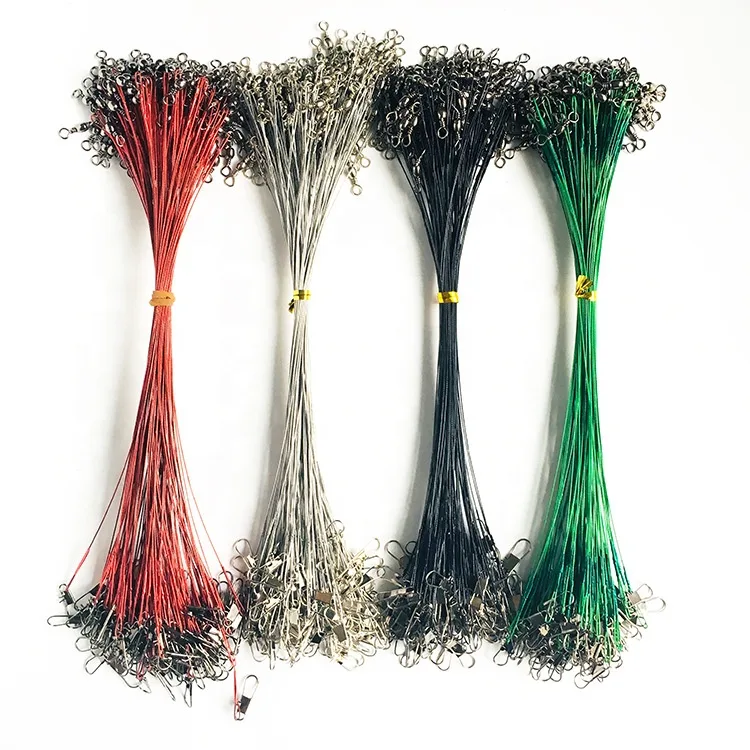 FJORD in Bulk 15 - 30 Stainless Steel Fishing Wire Anti Bite Fishing Leader Line with Swivel Snaps