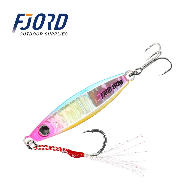 FJORD Wholesale Metal Jig 40g 60g 80g Luminous Jigging Lure  Lead Fishing Jig for Boat Fishing