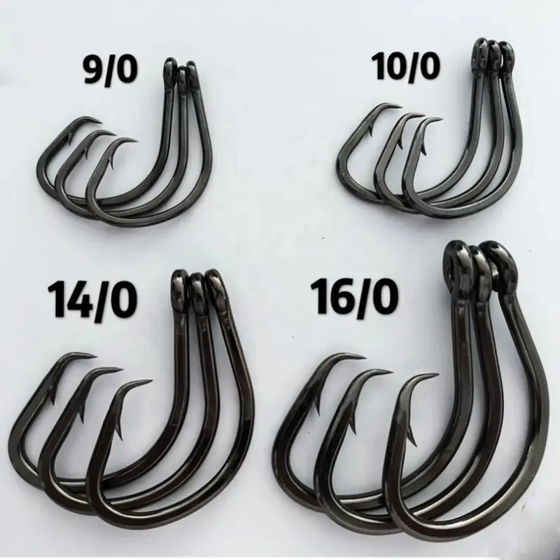 FJORD High Carbon Steel Tuna Shark Hooks Strongest Black Nickle  Circle Hooks
