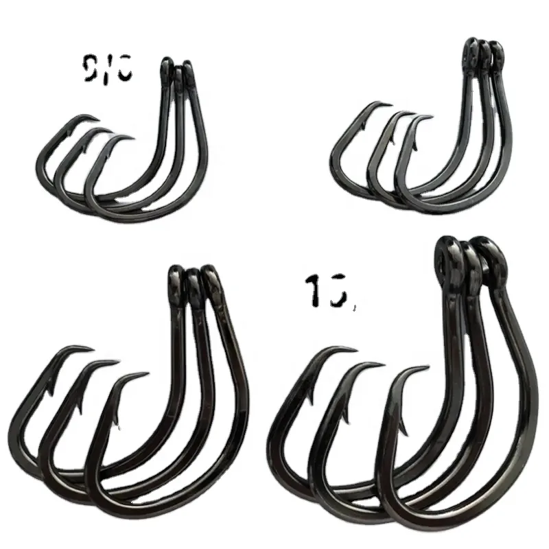FJORD High Carbon Steel Big Fish Hook Shark Stronger Black Nickle Hooks Circle Shark Hooks