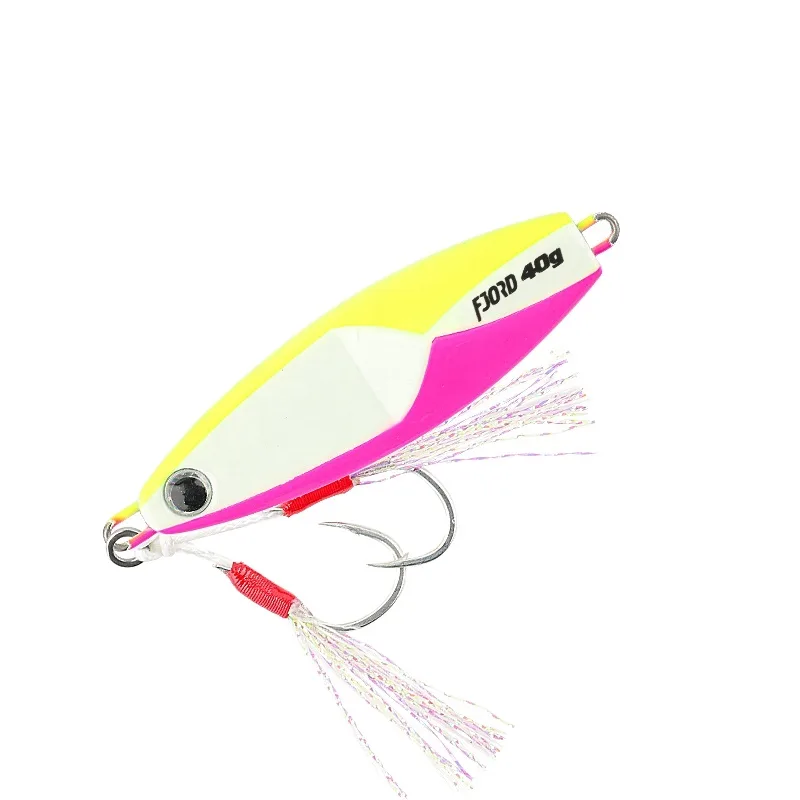 FJORD Wholesale Slow Jig Lure 20g 30g 40g 60g Slow Pitch Jigging Lure Luminous Metal Jig with Double Hooks