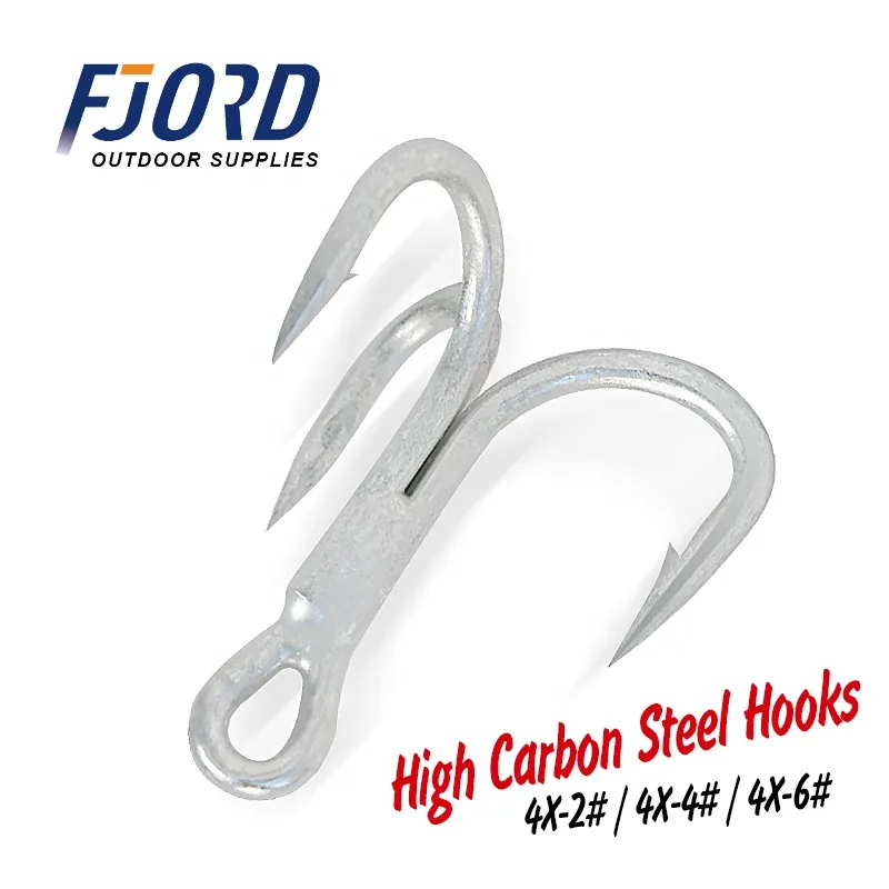FJORD Factory Saltwater Hooks 4X Strengthen 2# 4# 6# Treble Assist Hooks Fishing Carbon Steel Shark Tuna Target River Position
