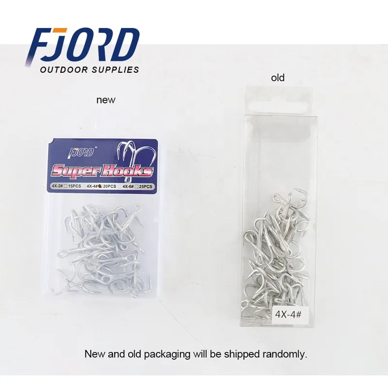FJORD Fishing Hooks High Carbon Steel Hooks Saltwater 4X 2# 4# 6# Strong Treble Hook