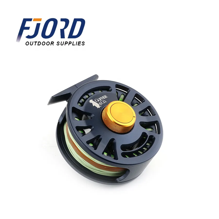 FJORD Waterproof Aluminium Fly Fishing Reel Classic Drag Knob Full Metal Box Large Outdoor Stream River Fishing Fake Bait 2pcs