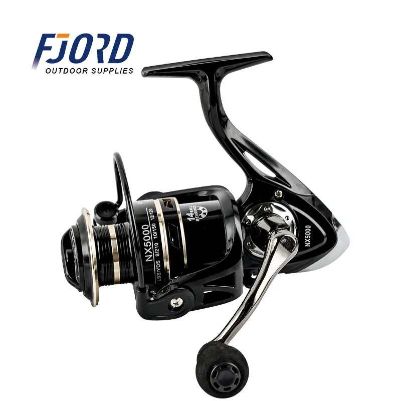FJORD Stainless Steel Spinning Reel Long Cast 5.2:1 Gear Ratio 13+1BB Ball Bearings CNC Handle for Sea Stream Lake Fishing Left