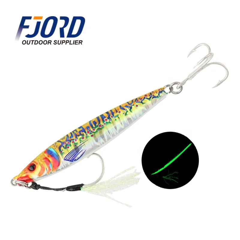 FJORD New Fishing Jigs 3D Printing Saltwater Jigging Lure 20G 40G 60G Glow Metal Jig Lure