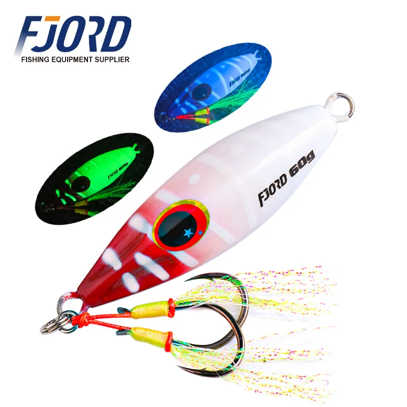 FJORD OEM Hard Metal Jigging Lure Slow Pitch 30g 40g 60g 54mm 64mm 74mm Fishing Lure for Carp and Tilapia in River and Lake