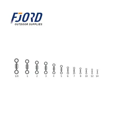 FJORD 100% Full Stainless Steel Ball Bearing Swivel High Strength Fishing Accessories With Solid Ring and Swivel Snap Hook