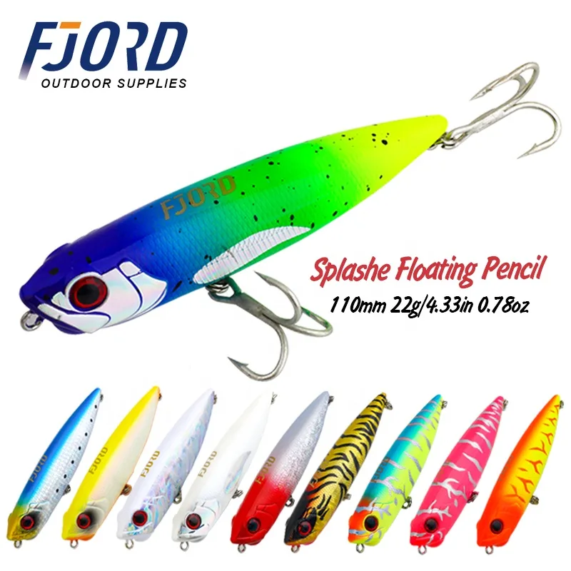 FJORD Stock 110mm 22G Floating Pencil Lure Hard Salt Water Sea Fishing Lures Trout Made Durable ABS Plastic River Lake Stream