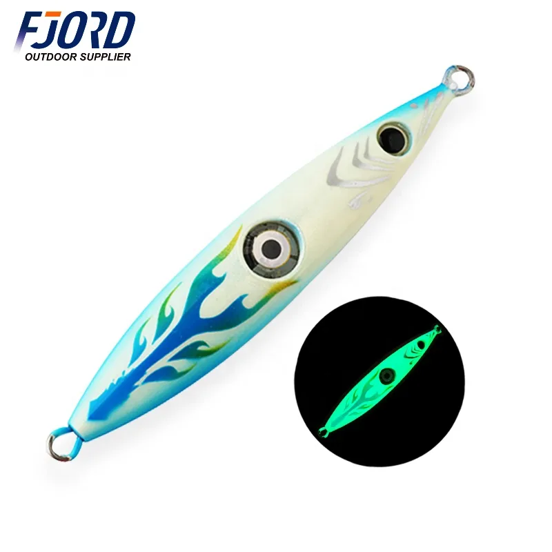 FJORD 2024 New LED Jig Lure 200g Saltwater Heavy Jig Full Glow Jigging Lures for Deep Sea