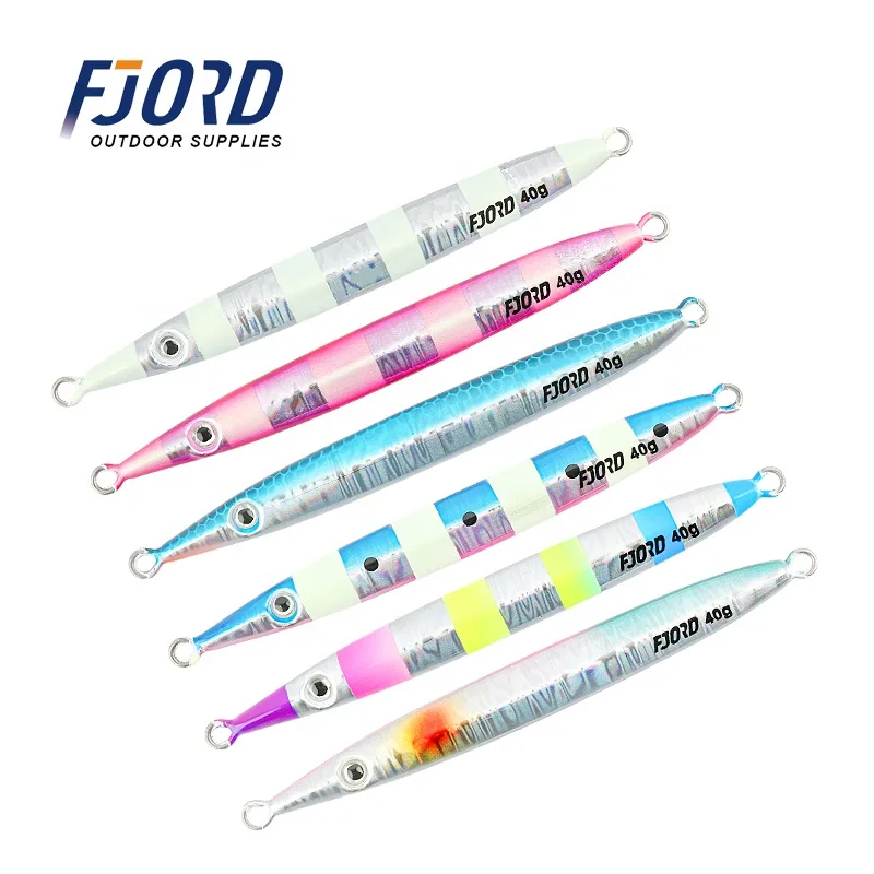FJORD China Factory Fishing Jig 30g 40g Metal Jigs Glowing at Dark Water Casting Jigging Lure With Hooks