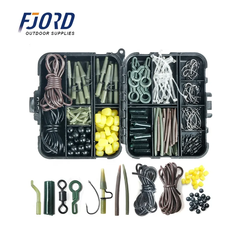 FJORD Fishing Kit 223PCS/Box Carp Fishing Tracle Gadget Combo Rubber Tube Hooks Lead Clips