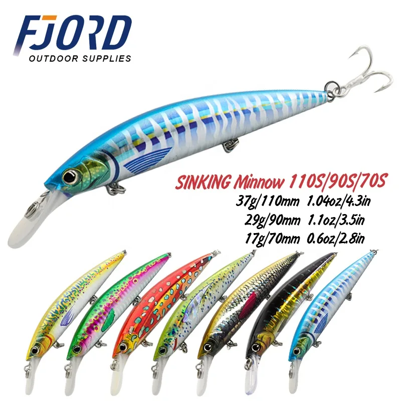 FJORD 2024 New Arrival Minnow 3D Printing Big Game Lures  37g 110mm GlowingFishing Lures Sinking Minnow Sea Bass Lures