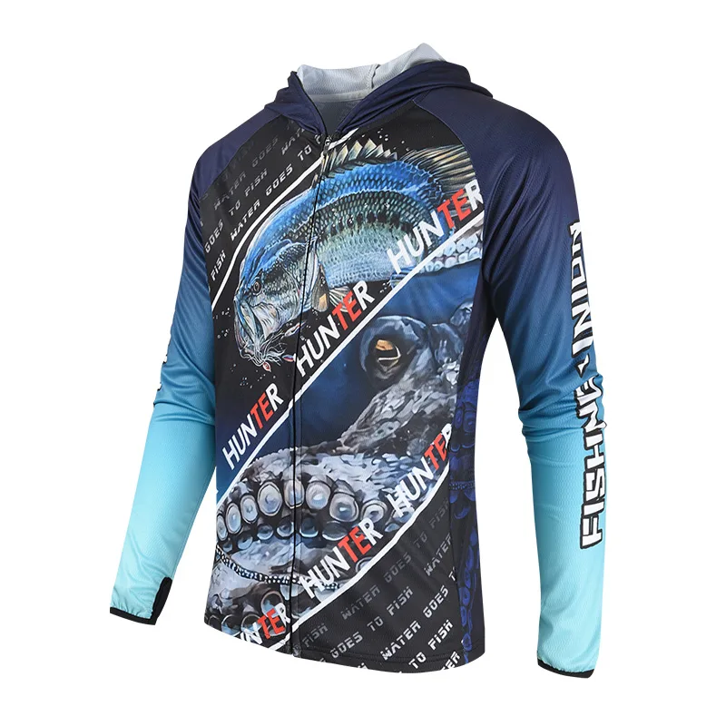 FJORD Customized Fishing Shirts with Hood Upf 50+ Sun Protection Fishing Wear Men's Long Sleeve Anti-UV Fishing Shirt