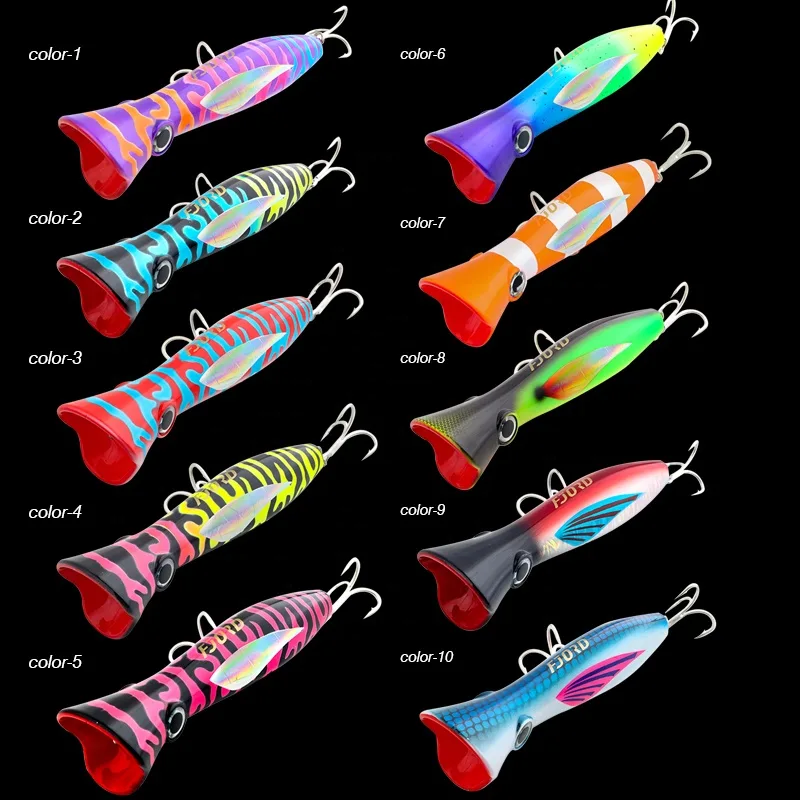 FJORD OEM Floating ABS Plastic Fishing Lure Big Popper 82g 165mm Bass Top Water Saltwater Lure for Zander and Salmon