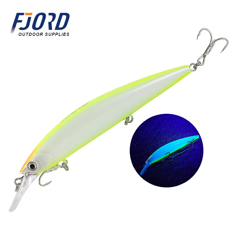 FJORD New Arrival Minnow Lure Hard 110MM 37g Bait Beach Pesca Bass Fishing Luminous Sea Minnow Lure Sinking Water Fishing Lures