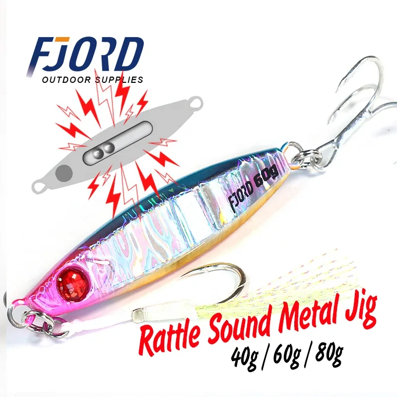 FJORD Customized Saltwater Lures40G 60G 80G Fast Jigging Lure Metal Jigs Glow Jigging Lure