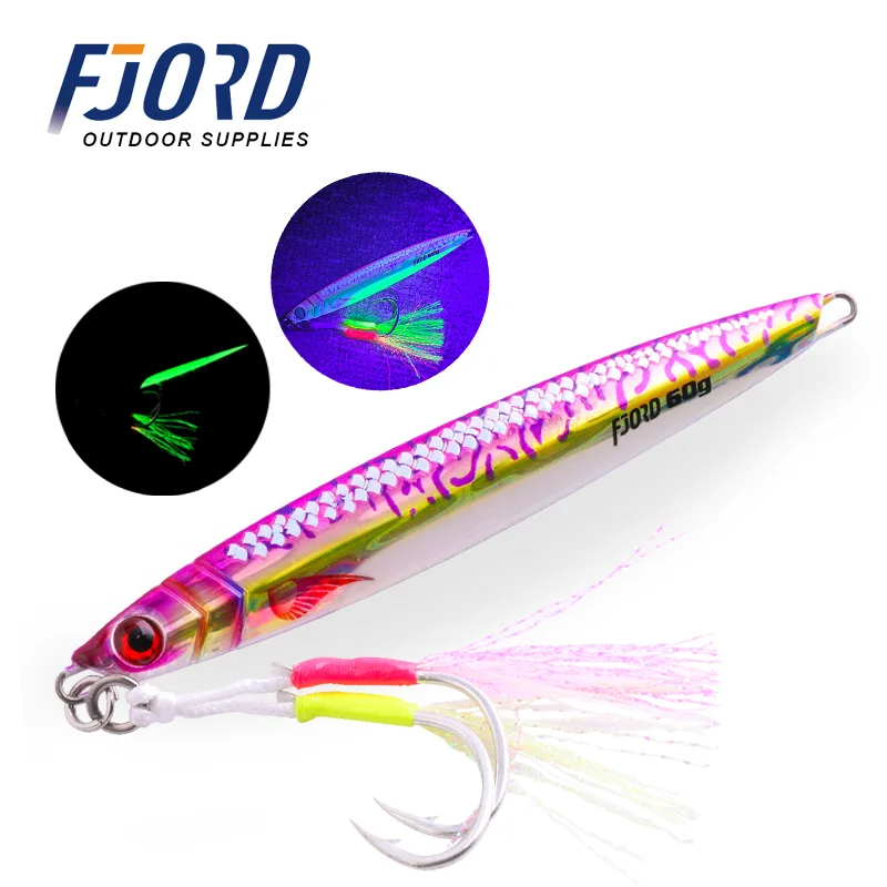 FJORD Customized 40G 60G 80G Slow Pitch Metal Epoxy Hard Bait Fishing Jig 3D Printed Vertical Jigging Lure for Sea River Lake