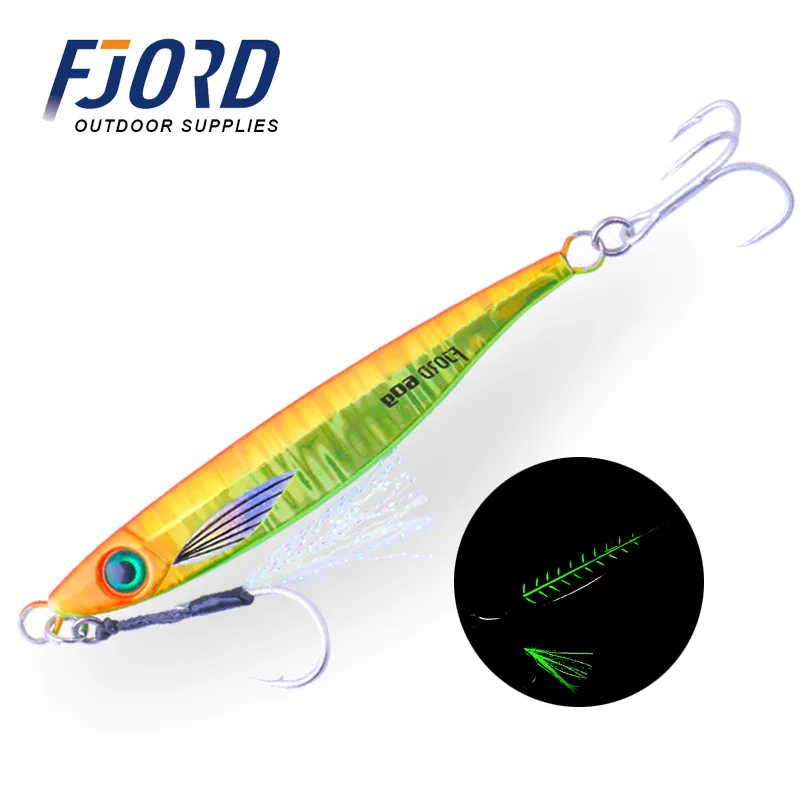 FJORD Jigging Lure 40g 60g 80g UV Metal Jigs Glow at Dark Water Fast Jig for Saltwater
