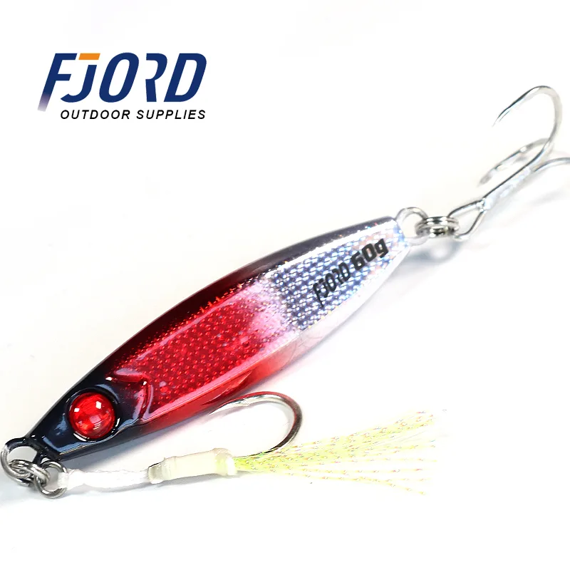 FJORD Wholesale High Quality 40G 60G 80G Jigging Lure Saltwater Fishing Lures for Sea Fishing UV Light Metal Jigs