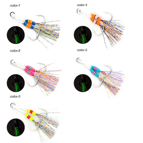 FJORD OEM Wire Assist Hook Glow Jig Assist Hook Heavy Duty for giants 1/0 2/0 3/0 High Quality Sea Fishing Jigging Assist Hooks