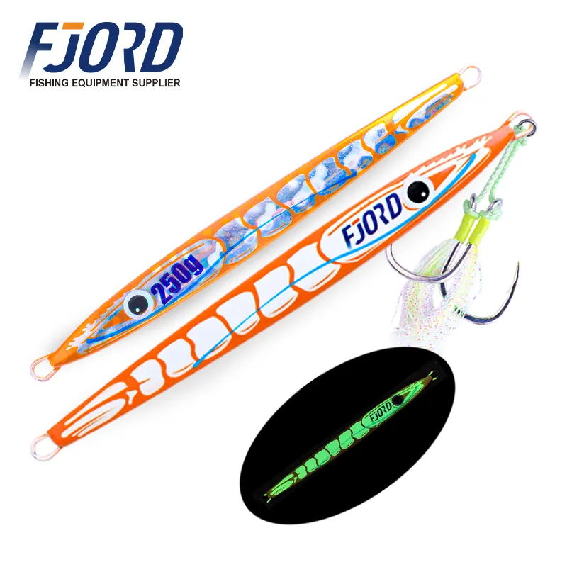 FJORD OEM Fast Jigging Bait 150g 200g 250g Metal Fishing Lure With Assist Hooks for Trout in Freshwater Ocean Boat Fishing