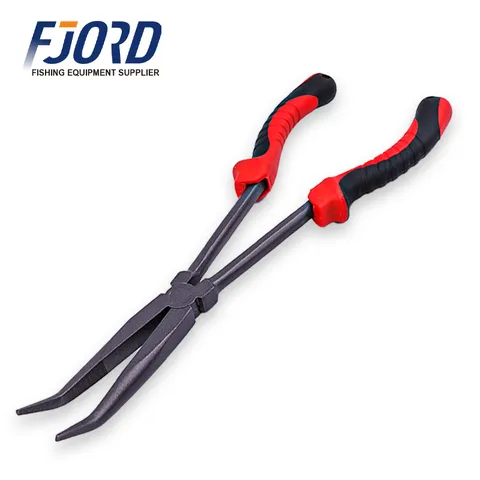 FJORD 28cm/310g Long-Reach Bent Pliers Multi-Functional Carbon Steel Aluminum Split Ring Fishing Pliers for Stream Position