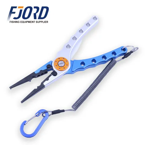 FJORD 195MM Aluminum Lightweight Steel Wire Lost Rope Multi-Purpose Fishing Pliers for Saltwater Hook Removal and Streaming