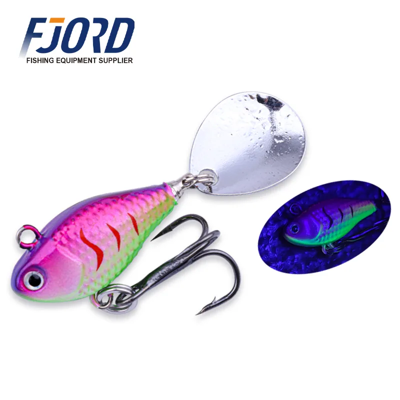 FJORD Luminous 3D Simulation Eyes VIB Jig Lures 10.5g 14g 21g Sinking Lead Metal Material Artificial Baits Spinner Sequin