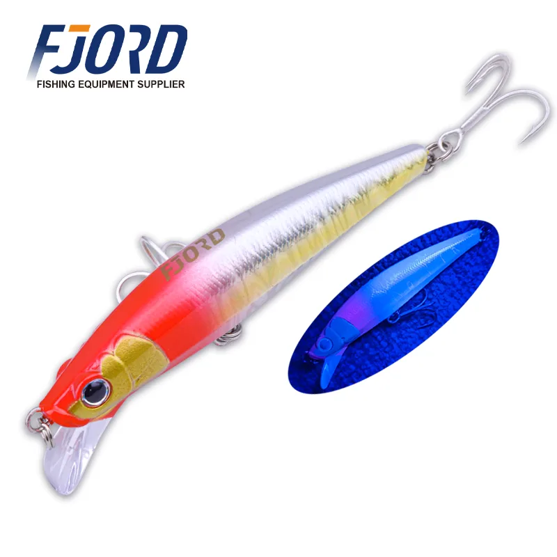 FJORD 90mm Casting Sinking Minnow Artificial Hard Lure 28g Luminous Ocean Boat Fishing Bait for Sea Bass Trout Salmon