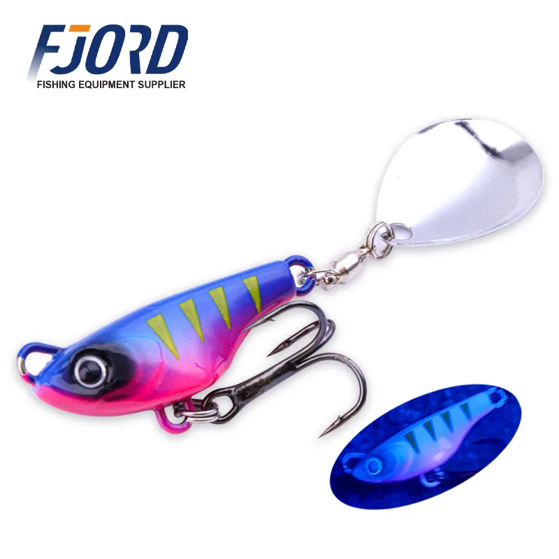 FJORD Sinking 14g Lead Hard Lures 18g Luminous VIB JIG Fishing Baits Rotating Sequins Sea Bass Salmon Pike Fish