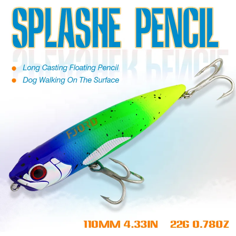 FJORD Floating Artificial Hard Bait Printed 85mm 10g Gt Tuna Sea Fishing Lure Flash Top Water Pencil