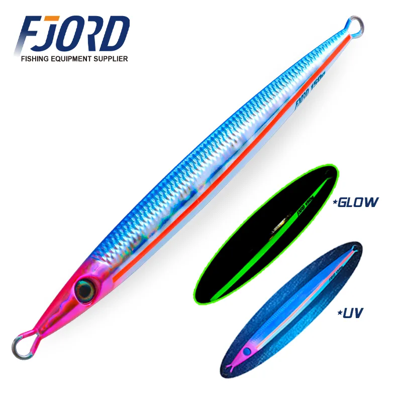FJORD Lead Metal Sinker Slow Jig Slice Printed Saltwater Fishing Lure 150g 200g Luminous Vertical Deep Sea Fishing Lake/Stream
