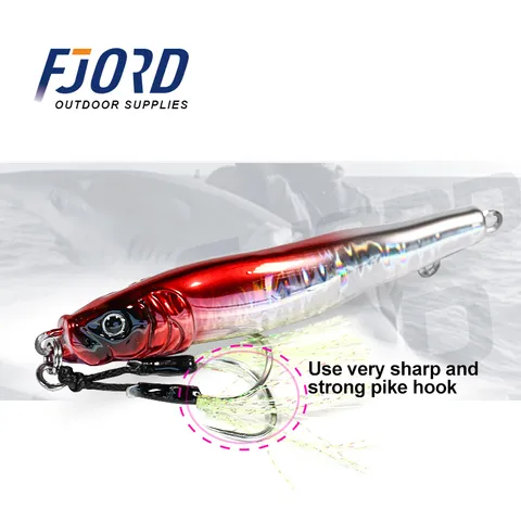 FJORD S Type Lead Slice Printed Metal Jig 100g Saltwater Sea Fishing Bottom Bait Tuna Seabass Lure