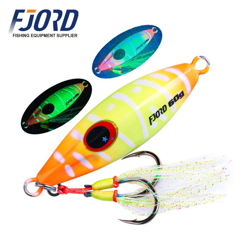 FJORD Saltwater Glowing Slow Pitch Jigging Lure 60g Full Luminous Deep Sea Fishing Metal Jigs Bait