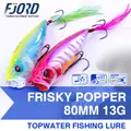 FJORD ABS 8cm 13g Floating Popper Fishing Lure Artificial Hard Baits Hook Feather Saltwater River Ice Fishing Targeting Sea Bass - photo 1