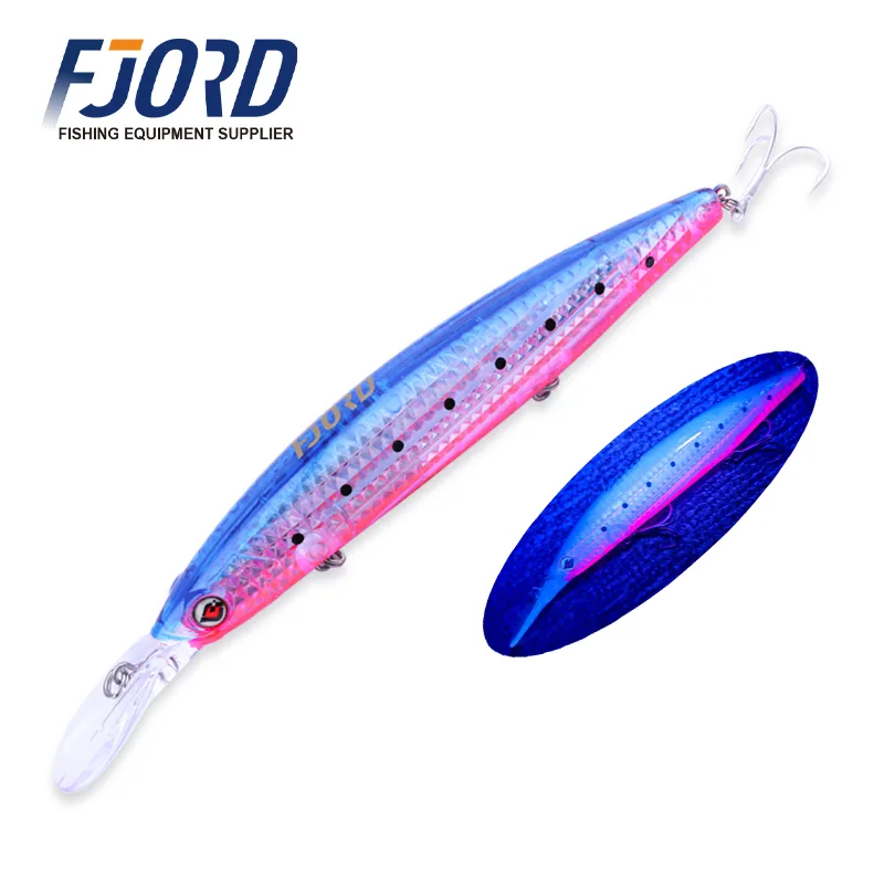 FJORD Luminous Glow Sinking Minnow Hard Lures 125mm 28g Stainless Steel System Bottom Baits Hooks Ocean Boat River Stream Sea