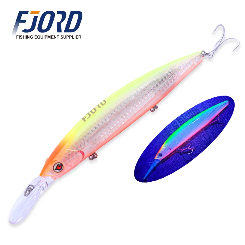 FJORD 28g Sinking Minnow Baits 125mm Luminous Artificial Hard Lures for Sea Bass Trout Snapper Fishing