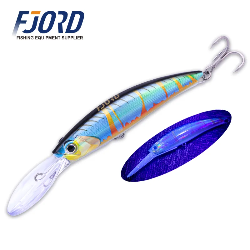FJORD Floating Minnow Hard Lure 120mm 30g Luminous Mid/Topwater Bait for Freshwater & Saltwater Salmon Sea Bass Trout Bream
